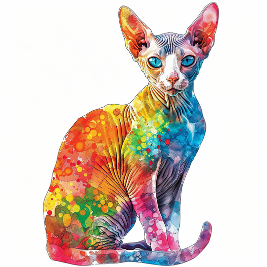 Adorable Cornish Rex Cat Expressive surreal Vinyl Decal Sticker for Car, Laptop, Tumbler and more # F021340-4" x 4"