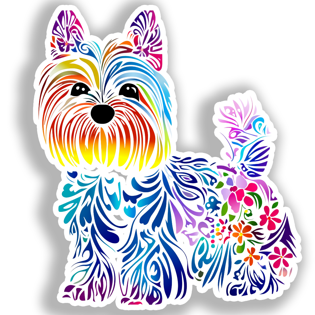 Yorkshire Terrier Dog Vinyl Decal Sticker for Car, Laptop, Tumbler and more # A017078-4" x 4"