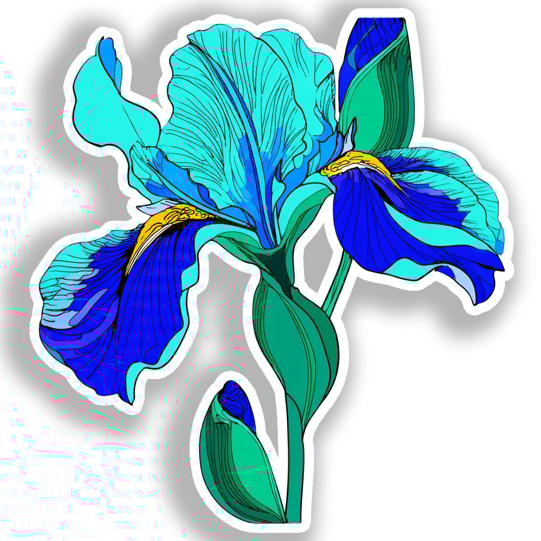 Iris Flower Vinyl Decal Sticker for Car, Laptop, Tumbler and more # A019467-4" x 4"