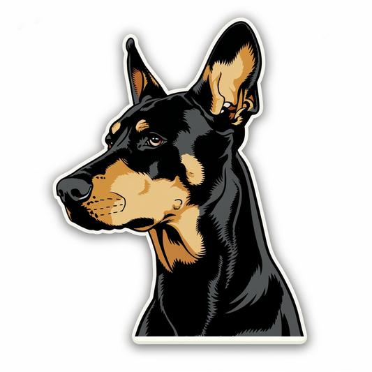 Doberman Pinscher Dog majestic Expressive surreal Vinyl Decal Sticker for Car, Laptop, Tumbler and more # F019602-4" x 4"
