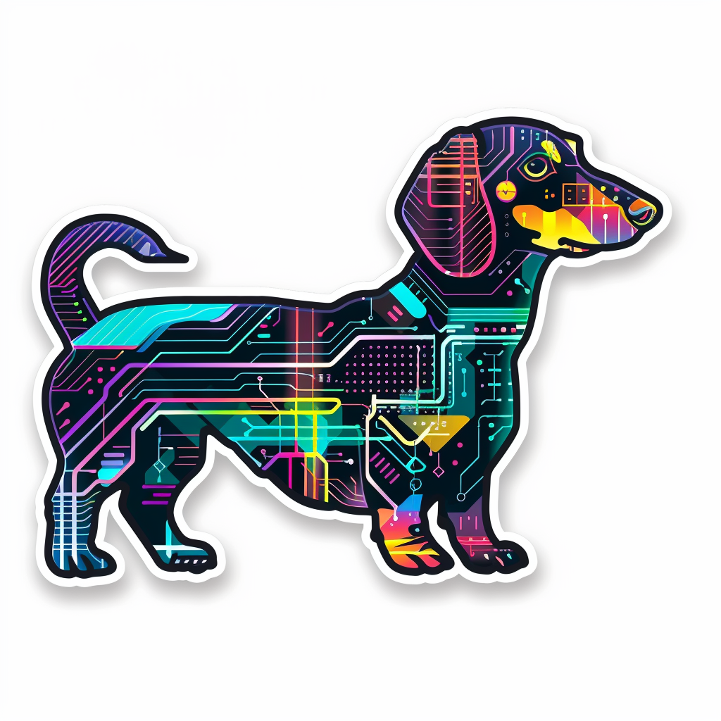 Dachshund Dog cyber punk Vinyl Decal Sticker for Car, Laptop, Tumbler and more # F012962