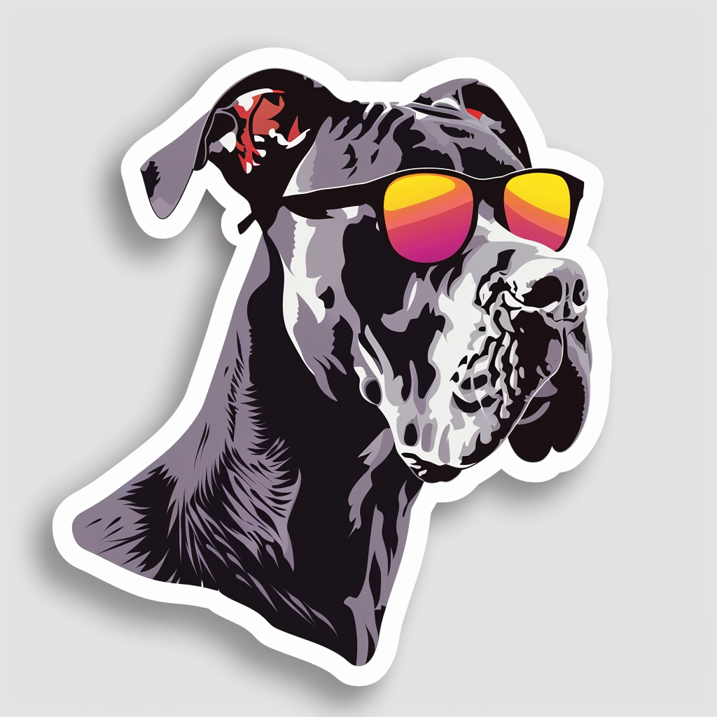 Adorable Great Dane Dog Expressive surreal Vinyl Decal Sticker for Car, Laptop, Tumbler and more # F018123
