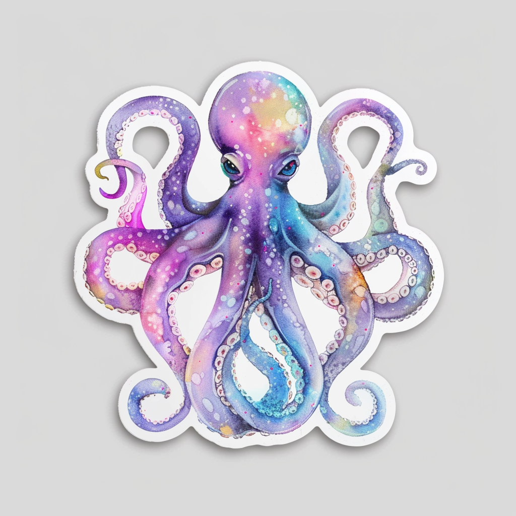 Sticker of a Octopus heartcore texture Expressive surreal Vinyl Decal Sticker for Car, Laptop, Tumbler and more # F015910