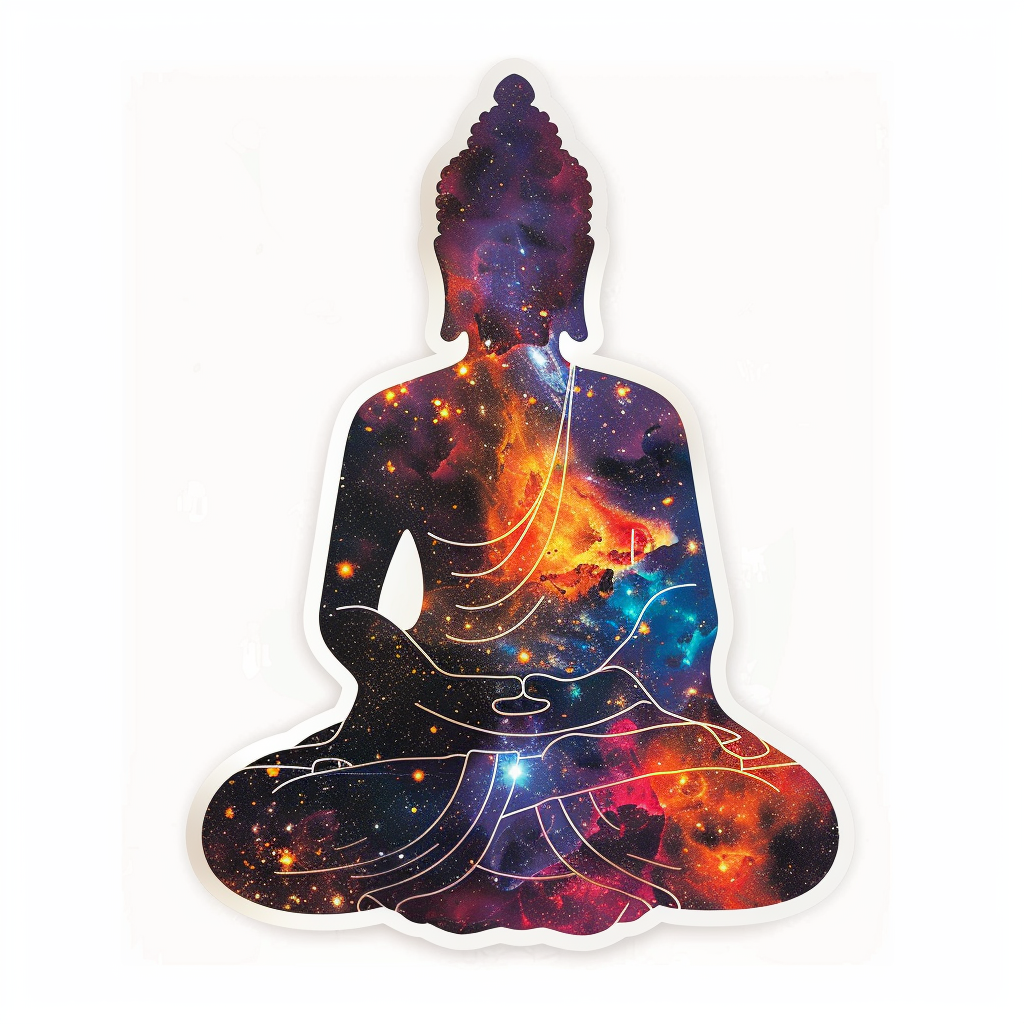 Sticker of a Buddha galaxy majestic Expressive surreal Vinyl Decal Sticker for Car, Laptop, Tumbler and more # F017249