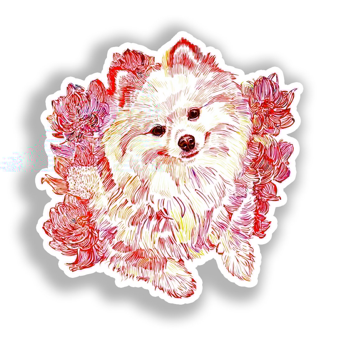 Pomeranian Dog Vinyl Decal Sticker for Car, Laptop, Tumbler and more # A017317-4" x 4"