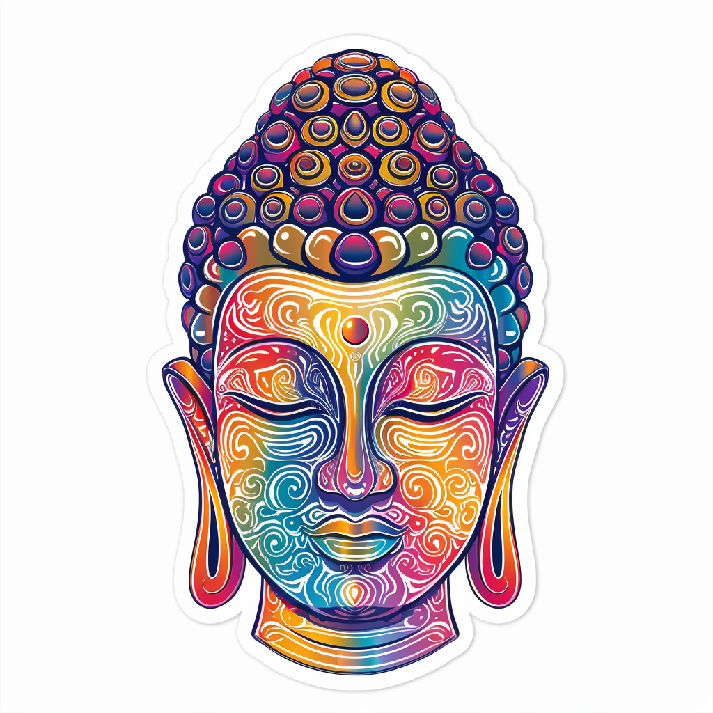 Sticker of a Buddha majestic Expressive surreal Vinyl Decal Sticker for Car, Laptop, Tumbler and more # F016896