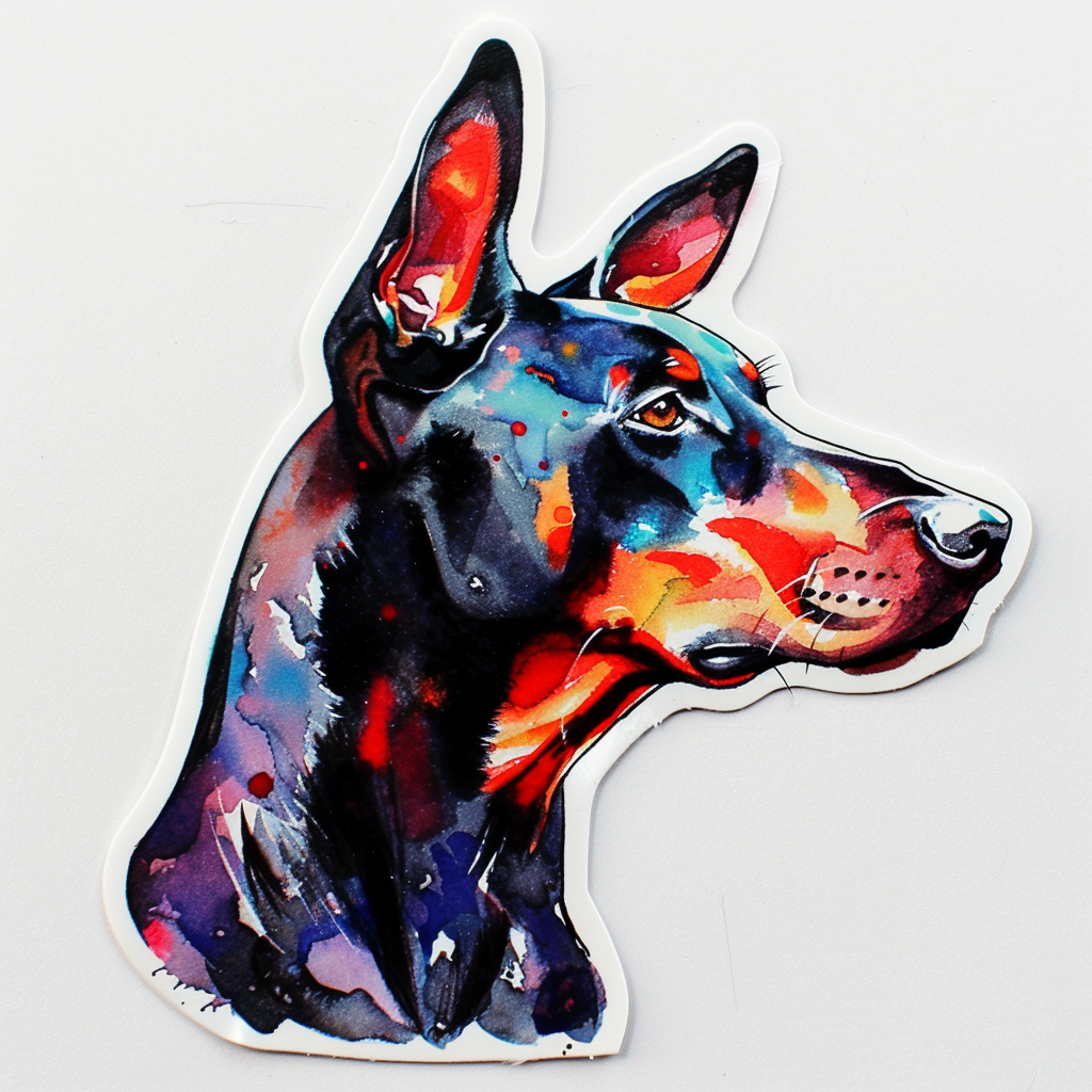 Sticker of a Doberman Pinscher Dog majestic Expressive surreal Vinyl Decal Sticker for Car, Laptop, Tumbler and more # F019195