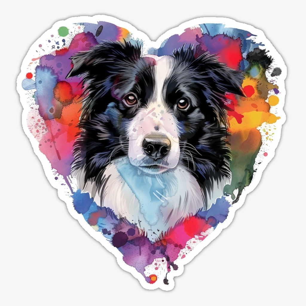 Sticker of a Border Collie Dog majestic Expressive surreal Vinyl Decal Sticker for Car, Laptop, Tumbler and more # F021911