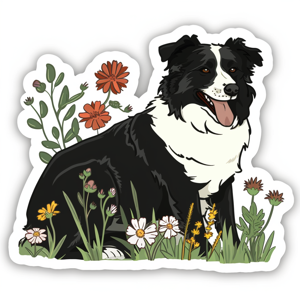 Border Collie Dog majestic Expressive surreal Vinyl Decal Sticker for Car, Laptop, Tumbler and more # F021820-4" x 4"