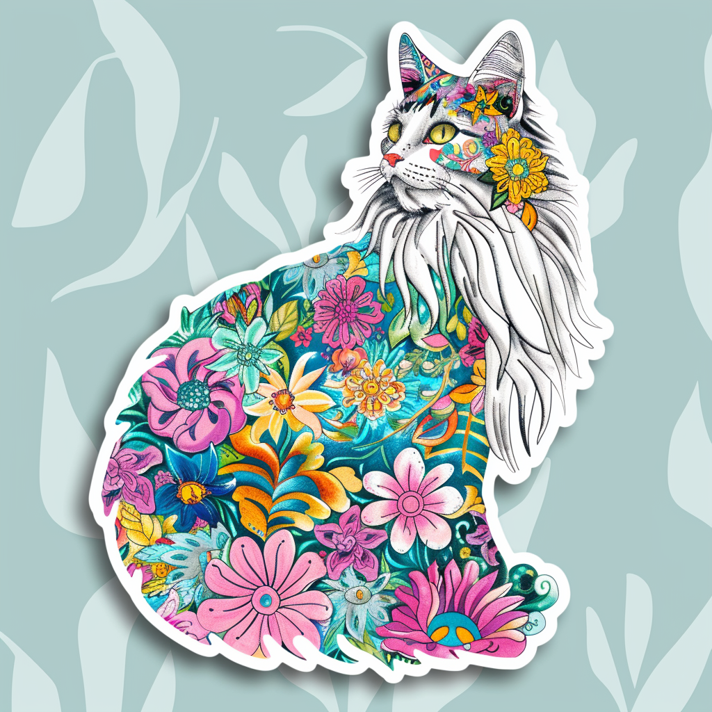 Adorable Turkish Angora Cat Vinyl Decal Sticker for Car, Laptop, Tumbler and more # F020838-4" x 4"