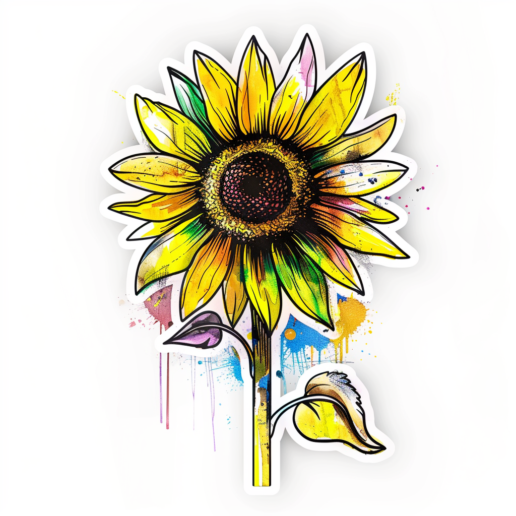 Sunflower flower majestic Expressive surreal Vinyl Decal Sticker for Car, Laptop, Tumbler and more # F023010