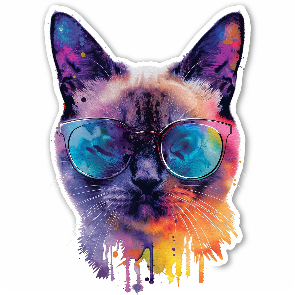 Burmese Cat wearing sunglasses Vinyl Decal Sticker for Car, Laptop, Tumbler and more # F010683