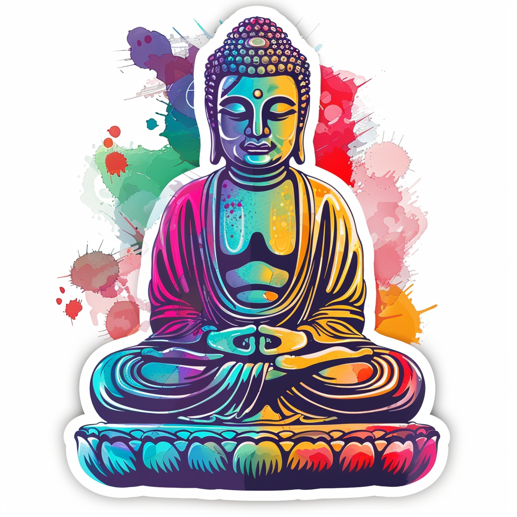 Buddha cartoon majestic Expressive surreal Vinyl Decal Sticker for Car, Laptop, Tumbler and more # F017118