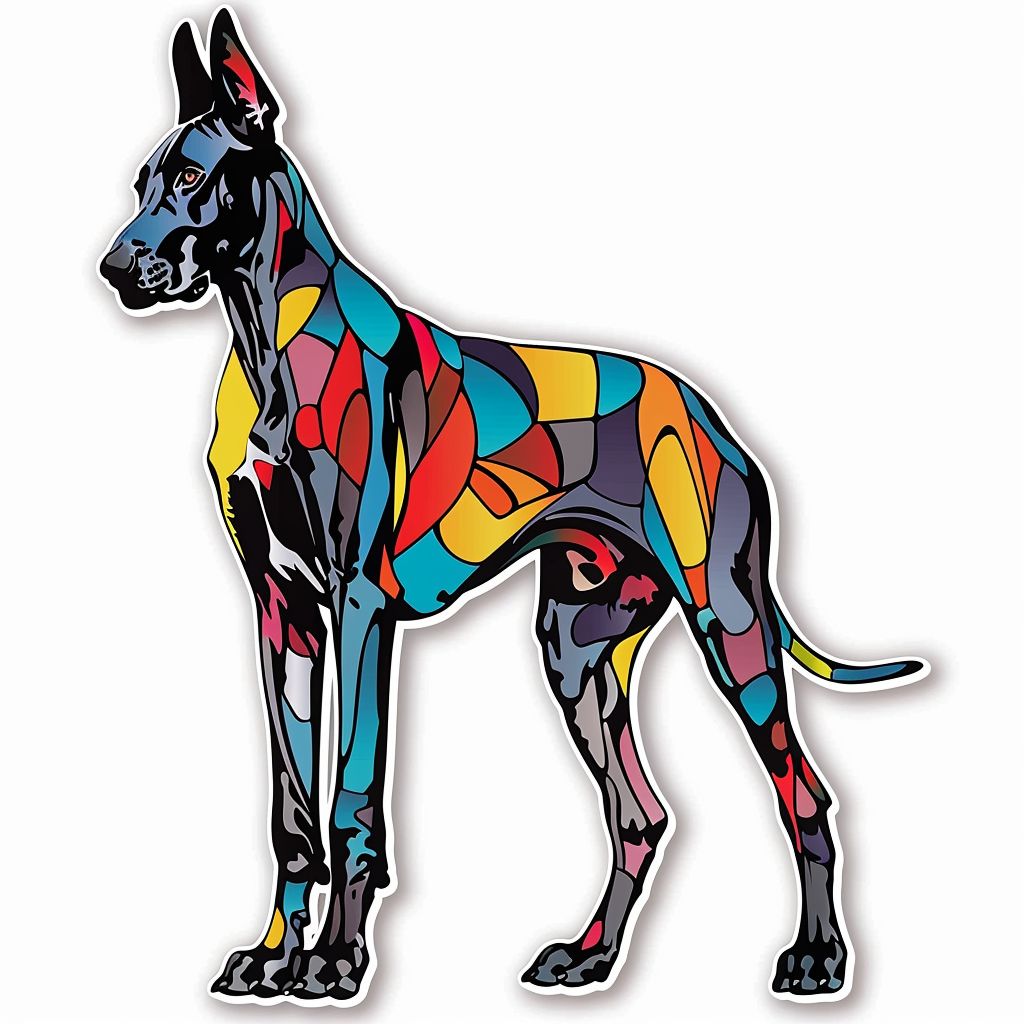 Adorable Great Dane Dog Expressive surreal Vinyl Decal Sticker for Car, Laptop, Tumbler and more # F017928
