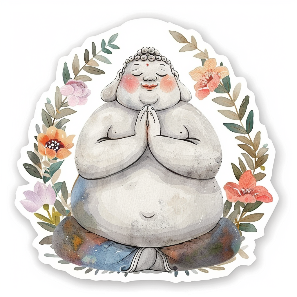 Sticker of an Adorable Buddha Expressive surreal Vinyl Decal Sticker for Car, Laptop, Tumbler and more # F017167