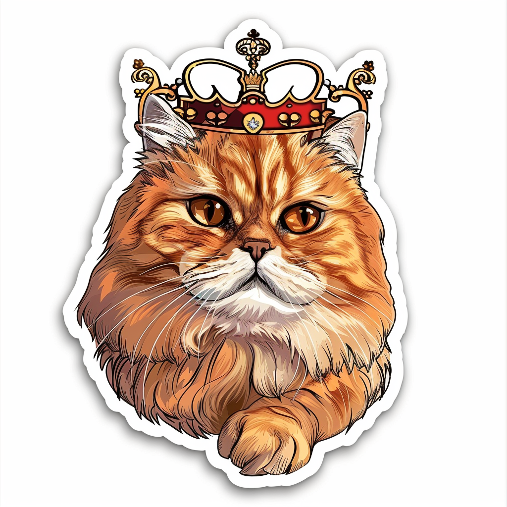Persian Cat crowned majestic Expressive surreal Vinyl Decal Sticker for Car, Laptop, Tumbler and more # F016153