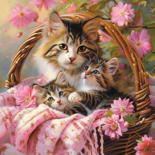 Adorable Cats in basket portrait  Vinyl Decal Sticker for Car, Laptop, Tumbler and more # F021620-4" x 4"