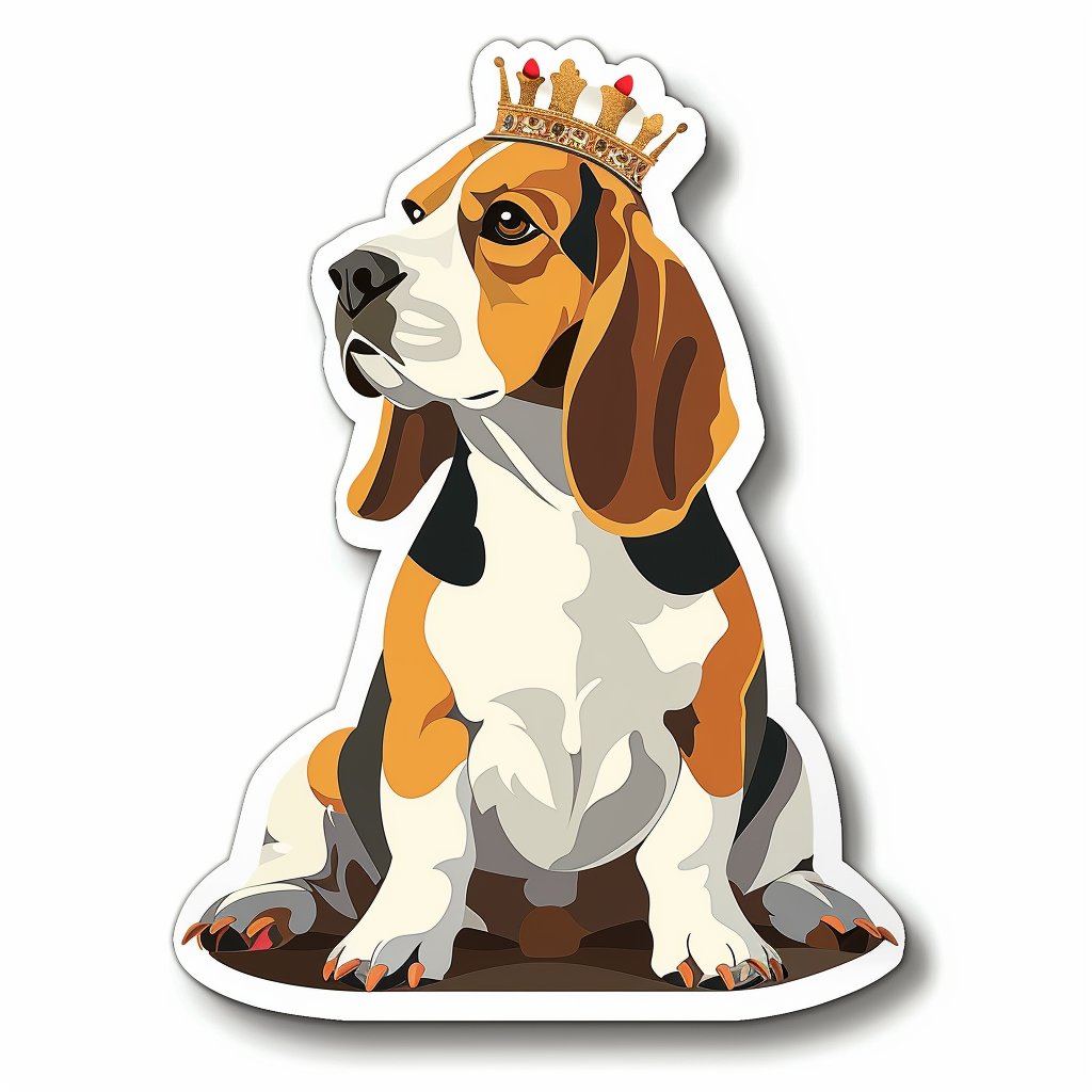 Beagle dog crowned Vinyl Decal Sticker for Car, Laptop, Tumbler and more # F011889
