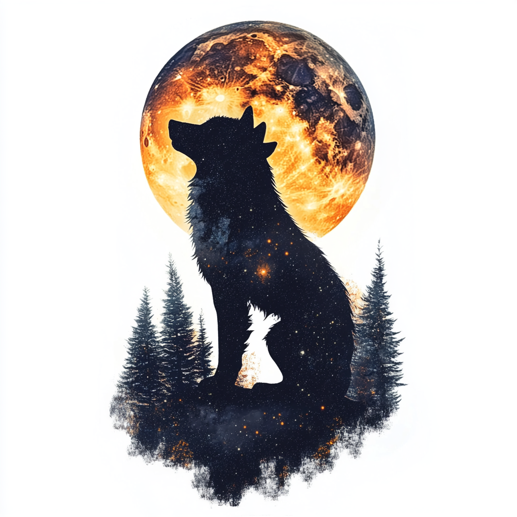 Wolf Moon and Stars Vinyl Decal Sticker for Car, Laptop, Tumbler and more # F025694