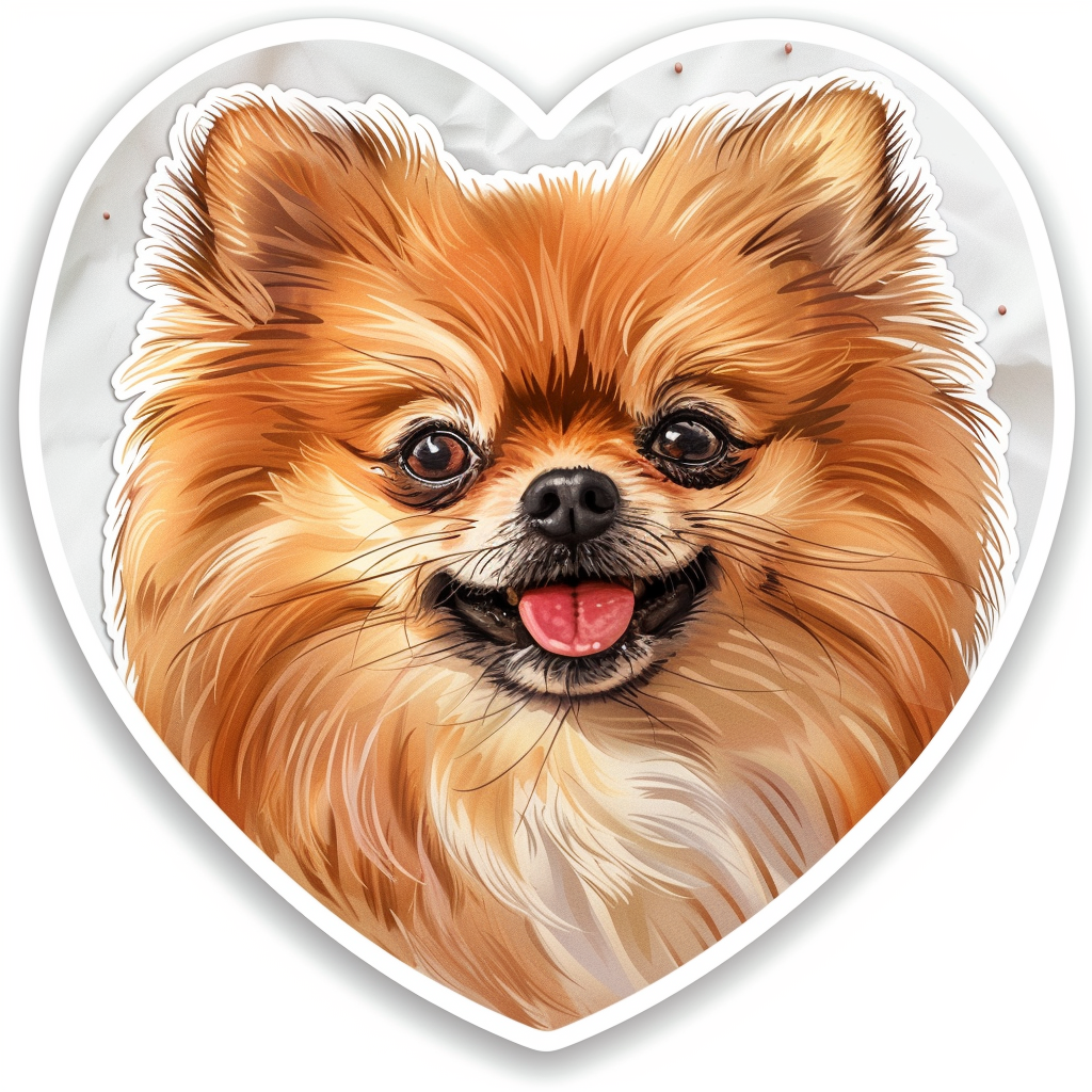 Sticker of a Pomeranian Dog majestic Expressive surreal Heartcore Vinyl Decal Sticker for Car, Laptop, Tumbler and more # F014017