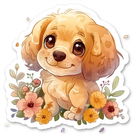 Adorable Cocker Spaniel Dog Expressive surreal Vinyl Decal Sticker for Car, Laptop, Tumbler and more # F020017-4" x 4"