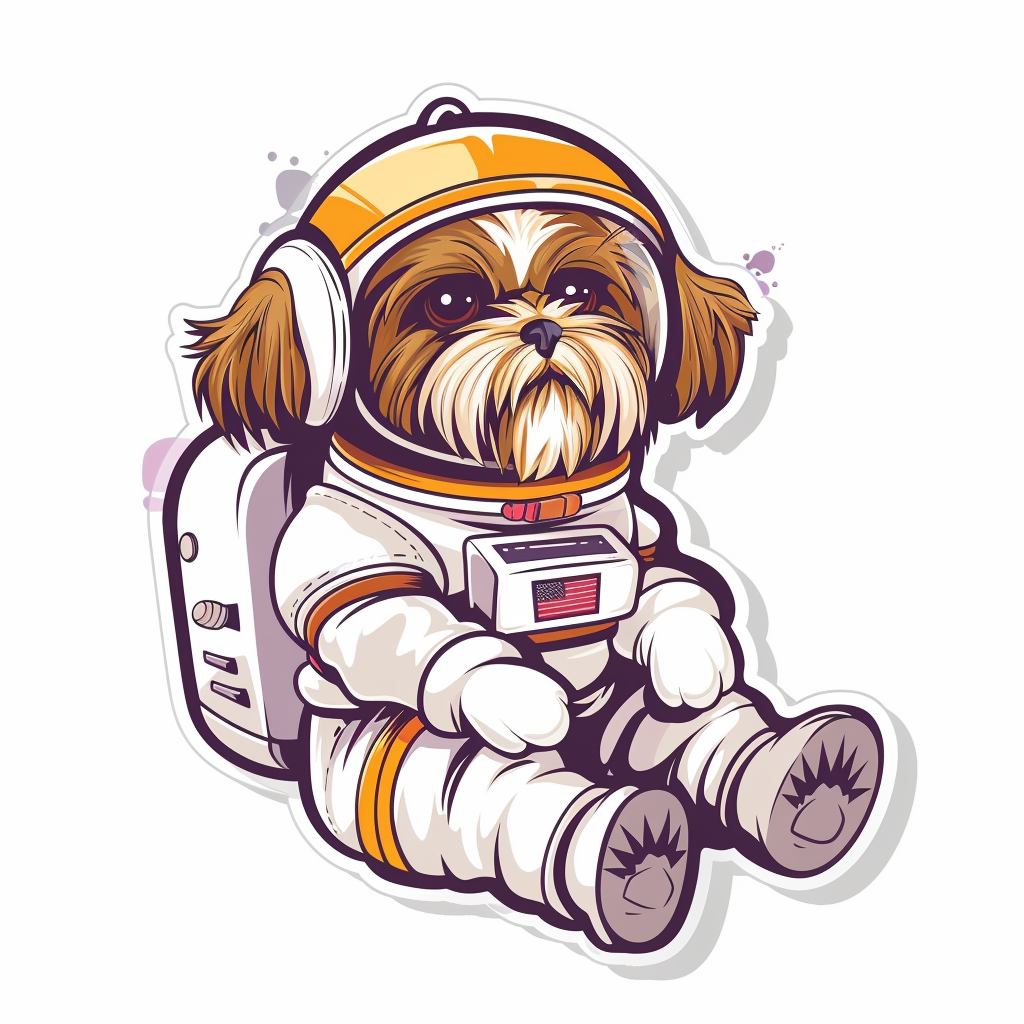 Adorable Shih Tzu Dog Expressive surreal Vinyl Decal Sticker for Car, Laptop, Tumbler and more # F018448