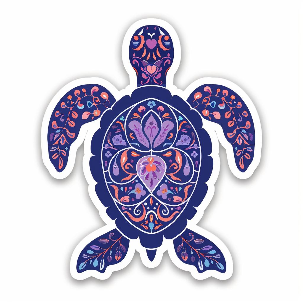 turtle majestic Expressive surreal Vinyl Decal Sticker for Car, Laptop, Tumbler and more # F022106-4" x 4"