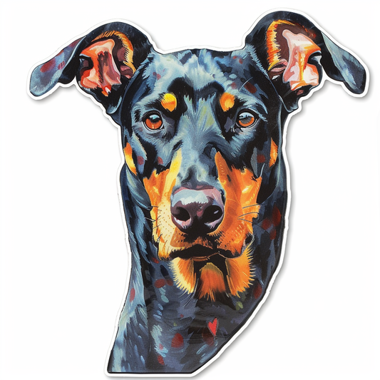 Doberman Pinscher Dog majestic Expressive surreal Vinyl Decal Sticker for Car, Laptop, Tumbler and more # F019527-4" x 4"