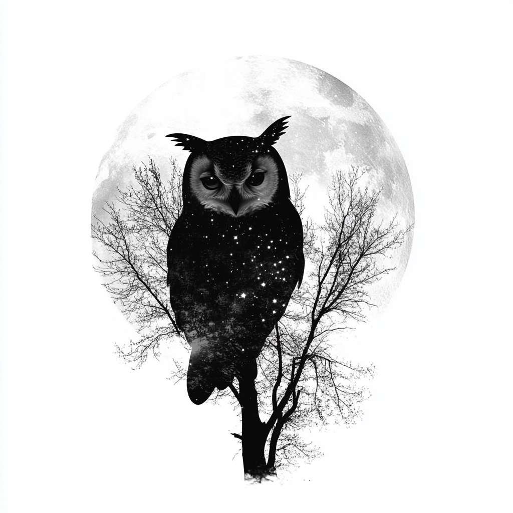 Owl Moon and Stars Vinyl Decal Sticker for Car, Laptop, Tumbler and more # F025755