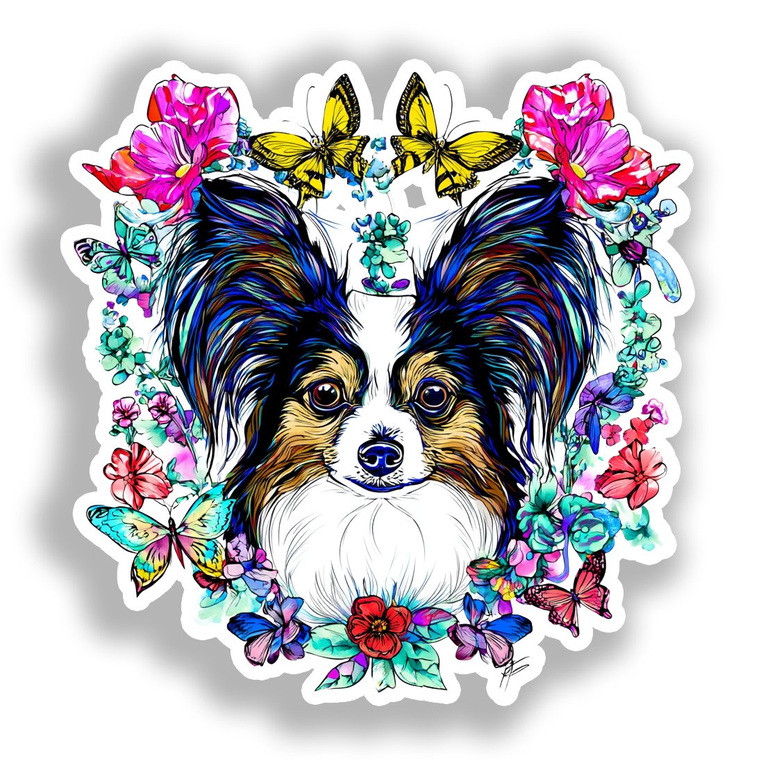 Papillon Dog Vinyl Decal Sticker for Car, Laptop, Tumbler and more # A019241-4" x 4"