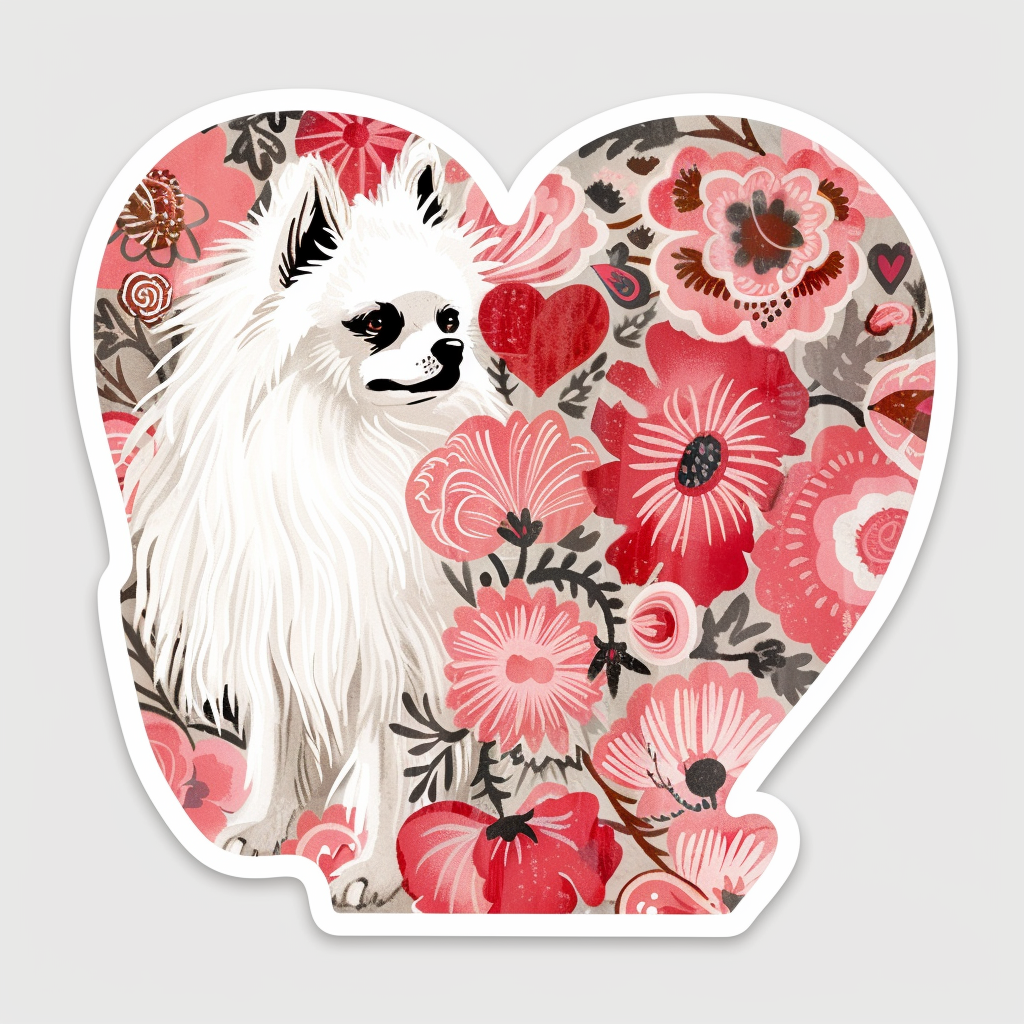 Sticker of a Pomeranian Dog majestic Expressive surreal Heartcore Vinyl Decal Sticker for Car, Laptop, Tumbler and more # F014133