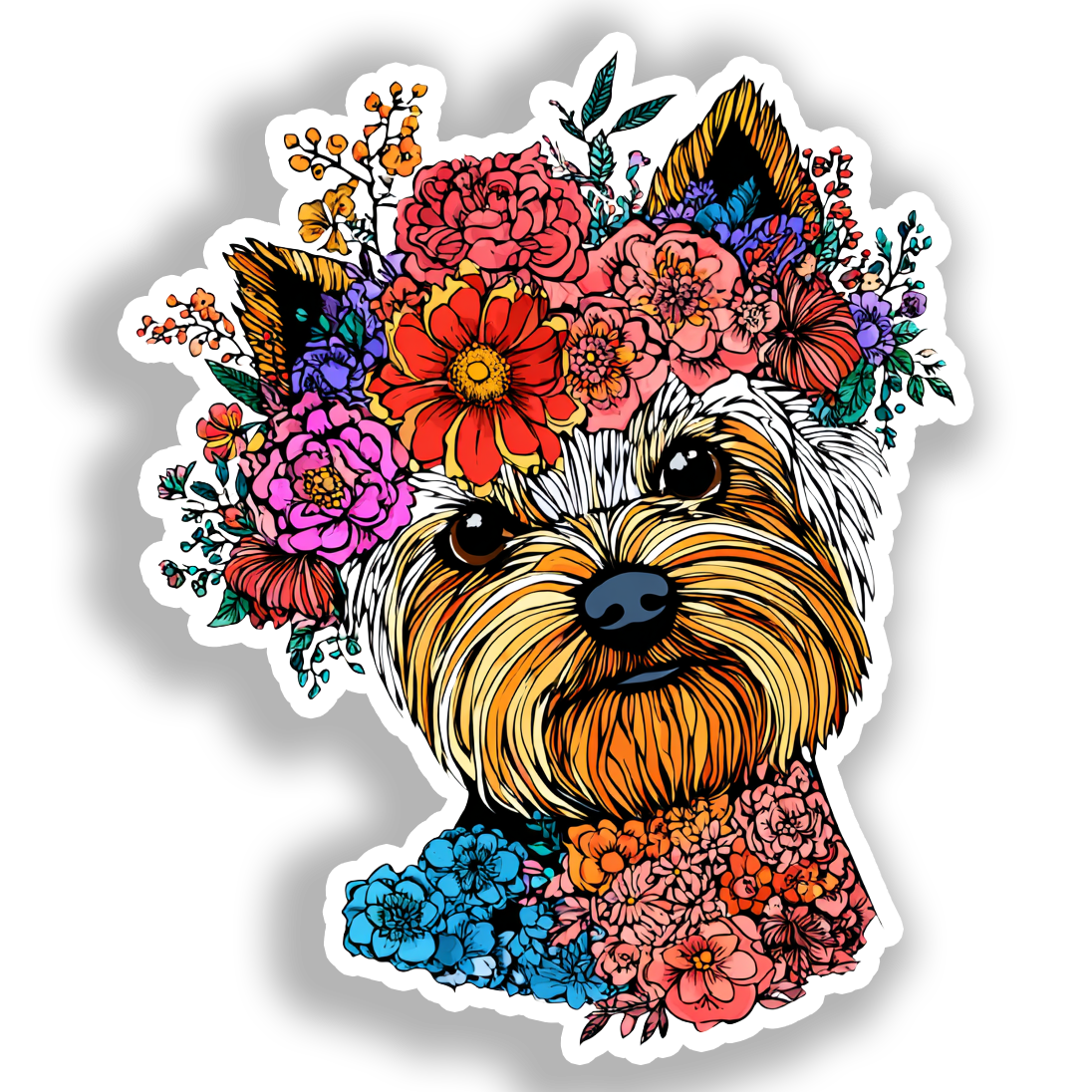 Yorkshire Terrier Dog Vinyl Decal Sticker for Car, Laptop, Tumbler and more # A017183-4" x 4"