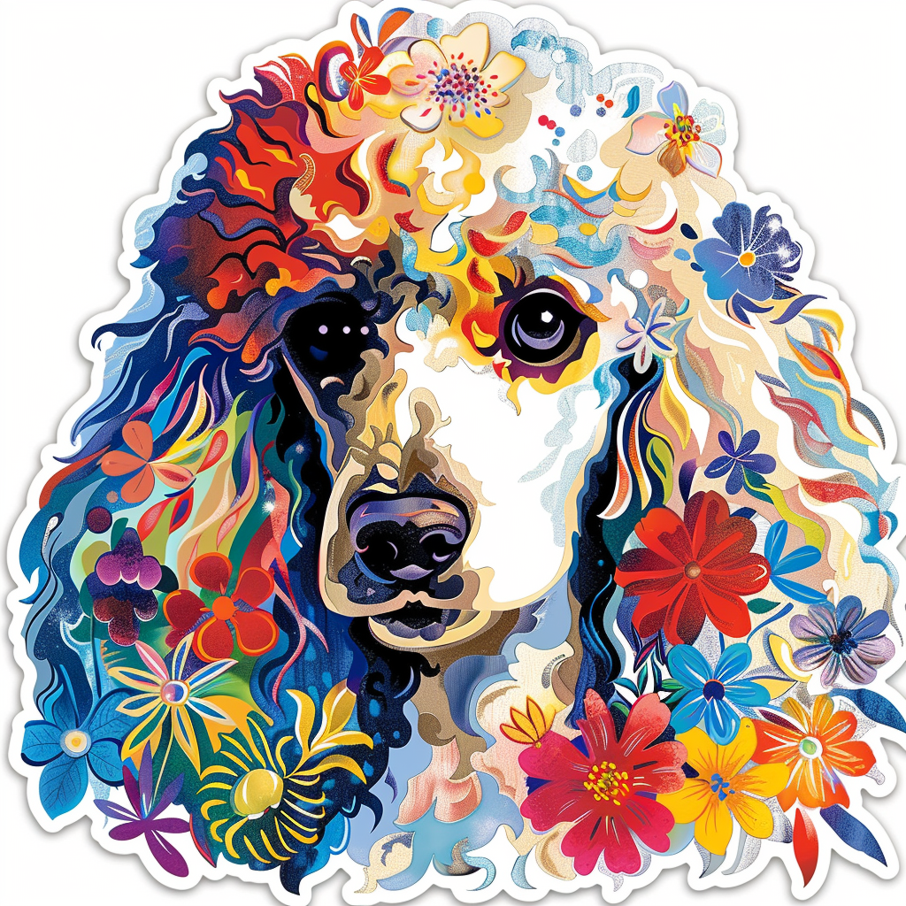Poodle Dog floral Vinyl Decal Sticker for Car, Laptop, Tumbler and more # F012502