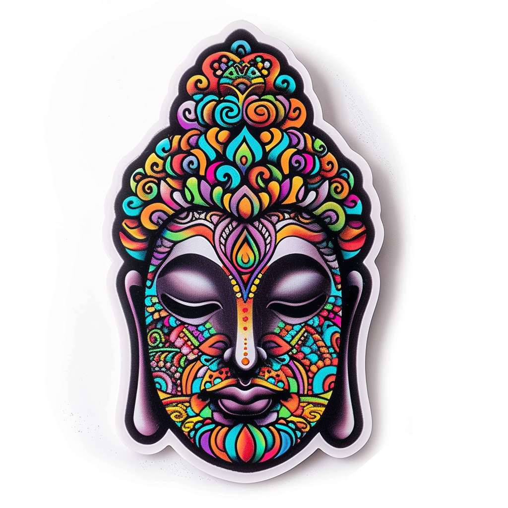 Buddha cartoon majestic Expressive surreal Vinyl Decal Sticker for Car, Laptop, Tumbler and more # F017005