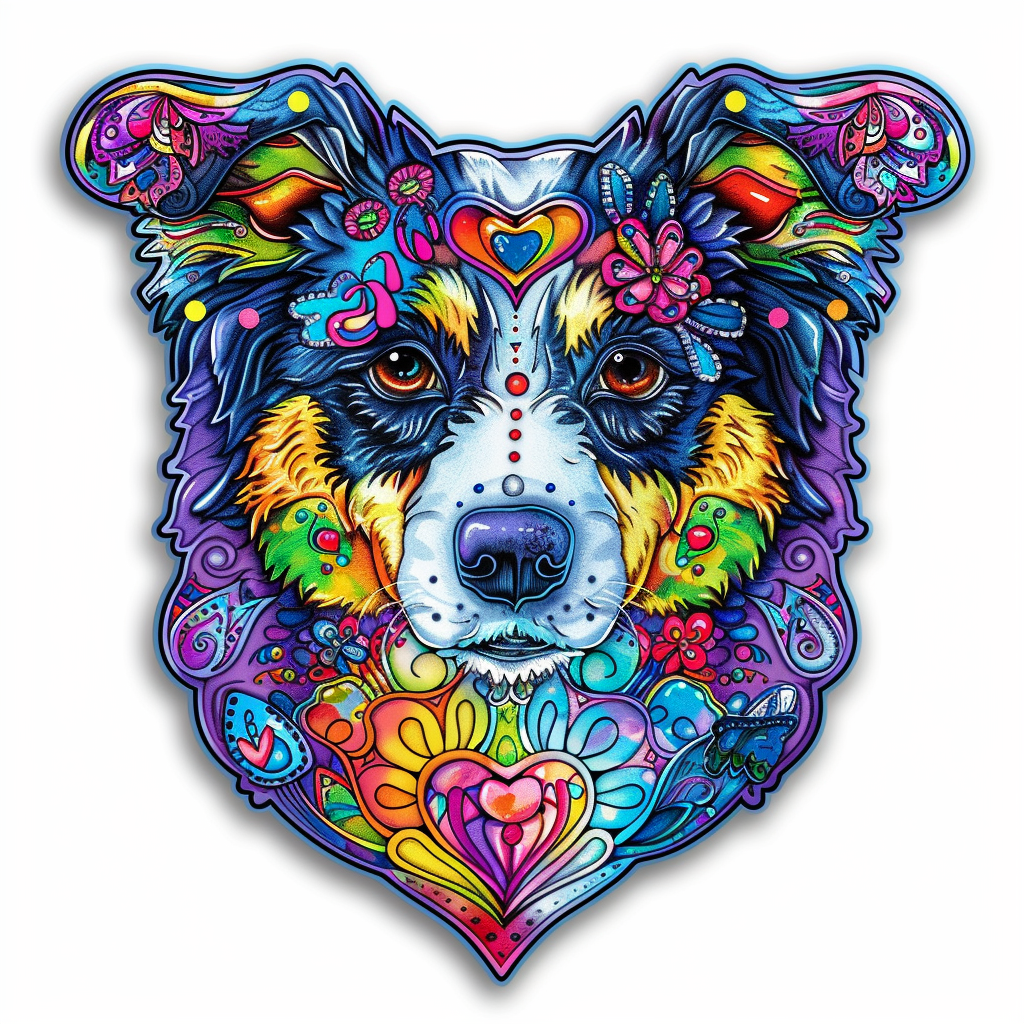 Border Collie Dog majestic Expressive surreal Vinyl Decal Sticker for Car, Laptop, Tumbler and more # F021867-4" x 4"