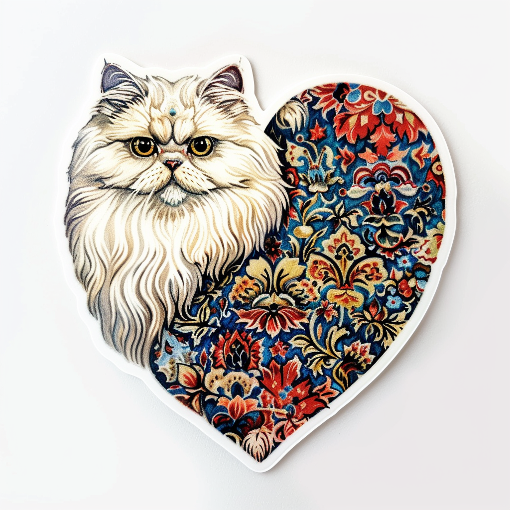 Sticker of a Persian Cat Expressive surreal Vinyl Decal Sticker for Car, Laptop, Tumbler and more # F016319