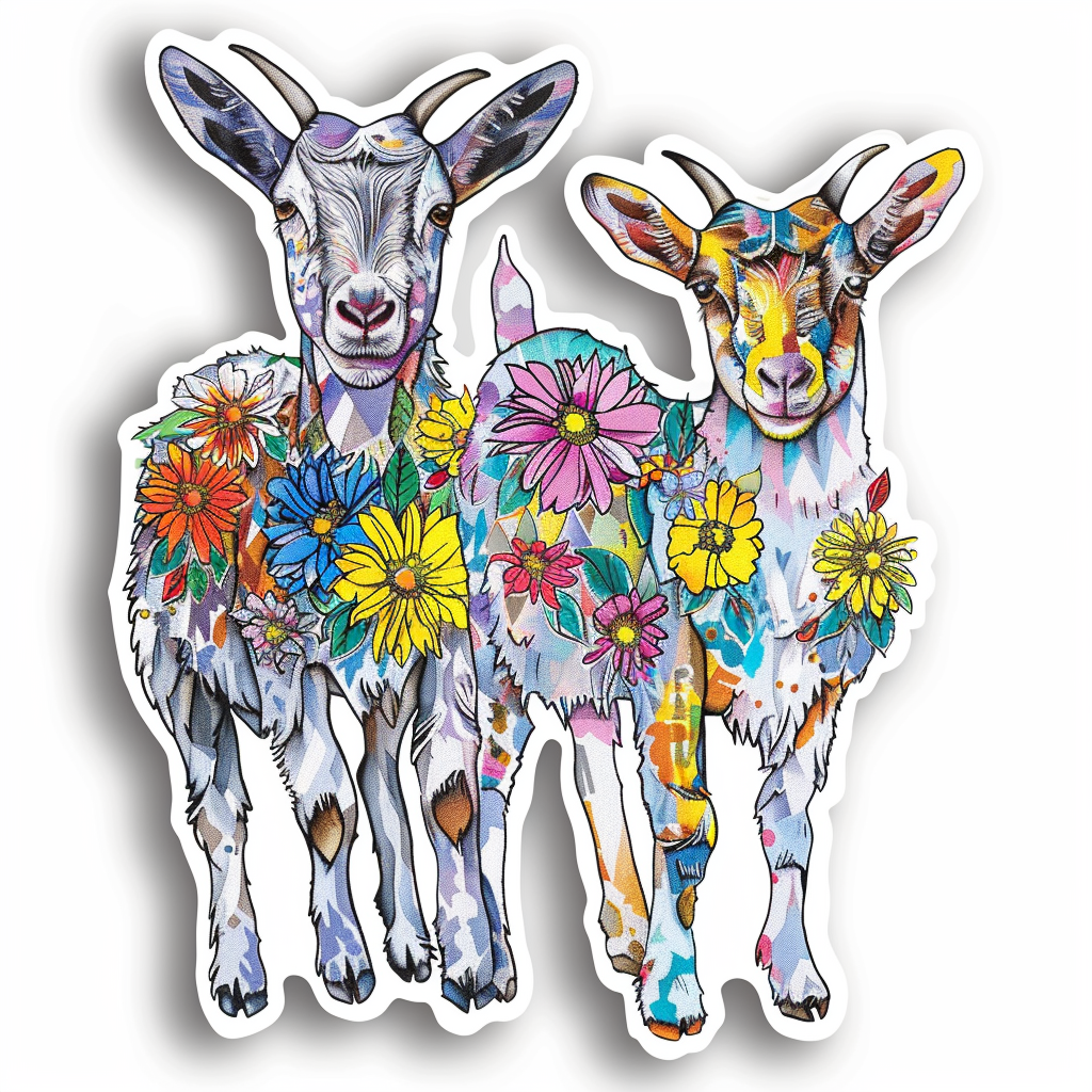 Goat majestic Expressive surreal Vinyl Decal Sticker for Car, Laptop, Tumbler and more # F020519-4" x 4"