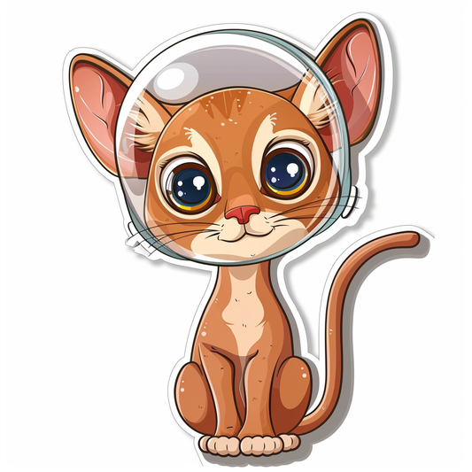 Abyssinian Cat astronaut majestic Expressive surreal Vinyl Decal Sticker for Car, Laptop, Tumbler and more # F021321-4" x 4"