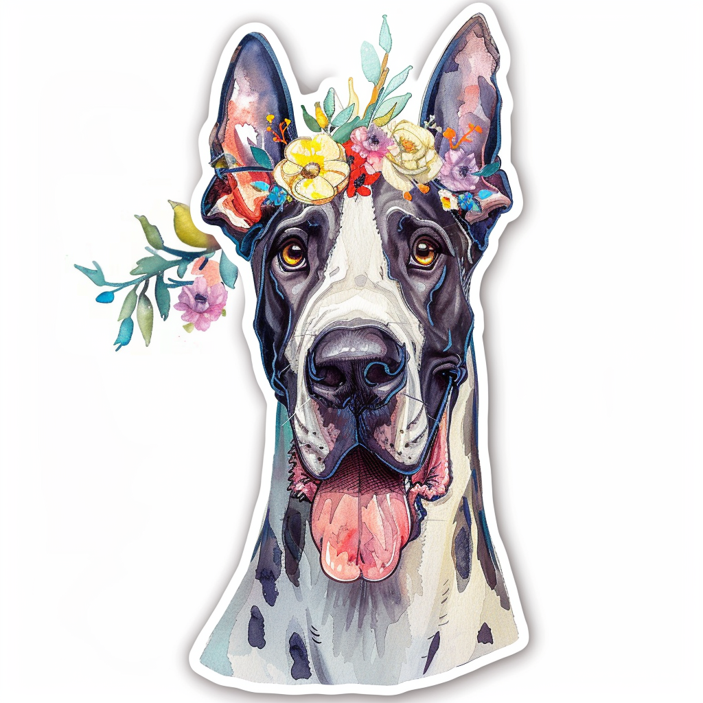 Great Dane Dog Expressive surreal Vinyl Decal Sticker for Car, Laptop, Tumbler and more # F022870