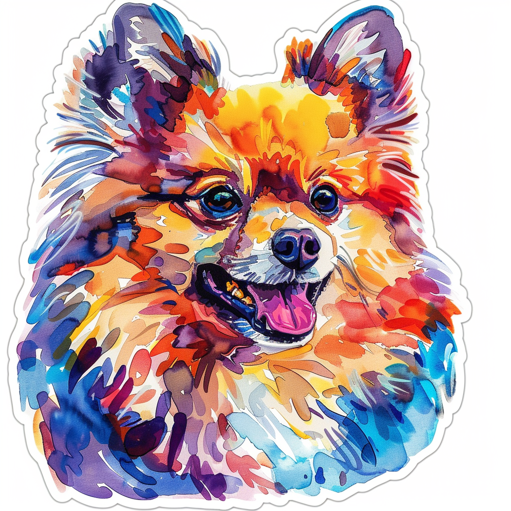 Sticker of a Pomeranian Dog majestic Expressive surreal Vinyl Decal Sticker for Car, Laptop, Tumbler and more # F013758