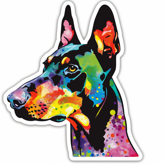 Cute and Adorable Doberman Pinscher Expressive surreal Vinyl Decal Sticker for Car, Laptop, Tumbler and more # F019479-4" x 4"