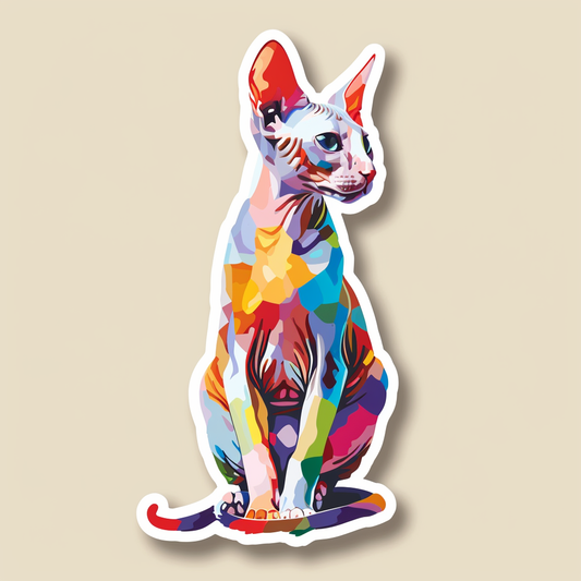Adorable Cornish Rex Cat Expressive surreal Vinyl Decal Sticker for Car, Laptop, Tumbler and more # F021369-4" x 4"