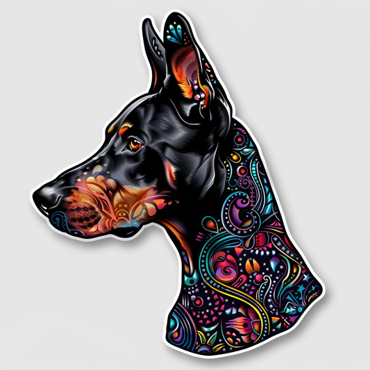 Doberman Pinscher Dog majestic Expressive surreal Vinyl Decal Sticker for Car, Laptop, Tumbler and more # F019600-4" x 4"