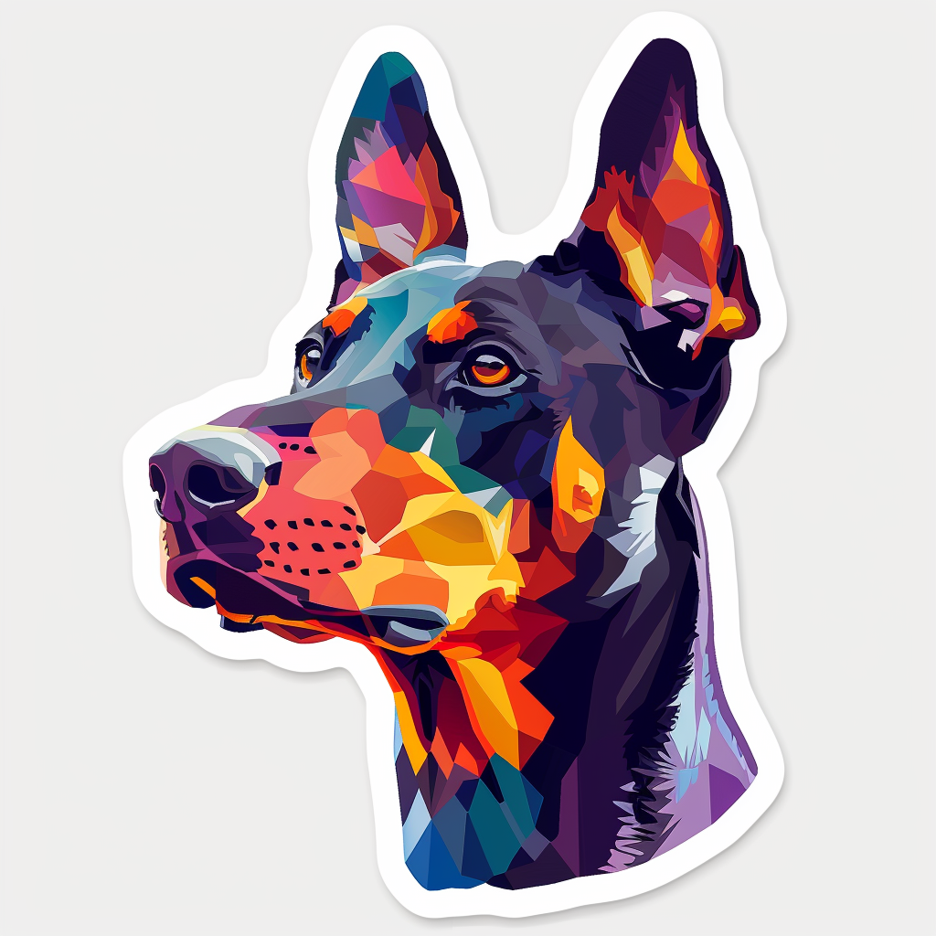 Doberman Pinscher Dog majestic Expressive surreal Vinyl Decal Sticker for Car, Laptop, Tumbler and more # F019326