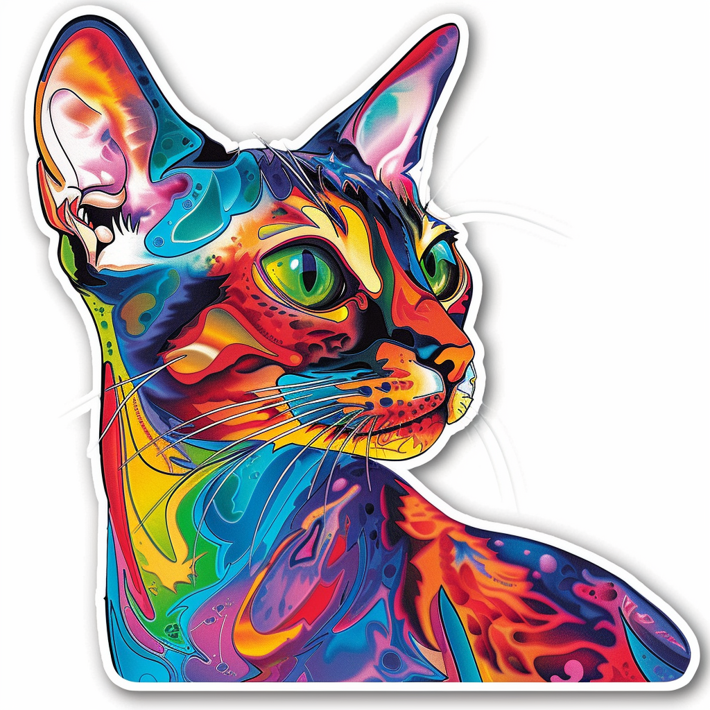 Abyssinian Cat astronaut majestic Expressive surreal Vinyl Decal Sticker for Car, Laptop, Tumbler and more # F021047-4" x 4"