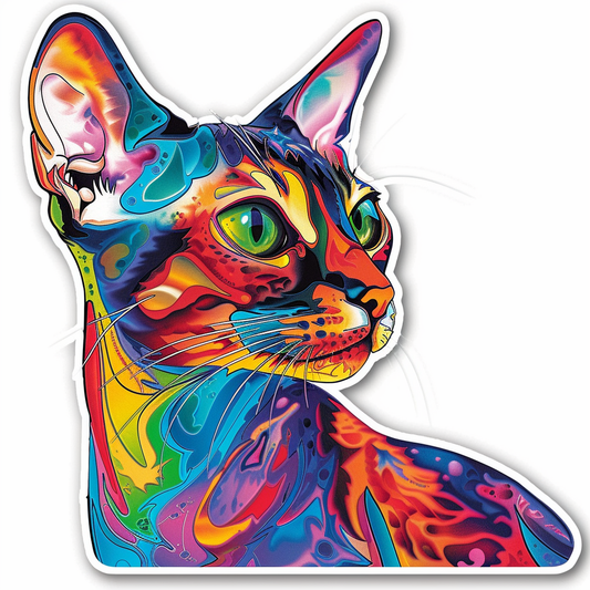 Abyssinian Cat astronaut majestic Expressive surreal Vinyl Decal Sticker for Car, Laptop, Tumbler and more # F021047-4" x 4"