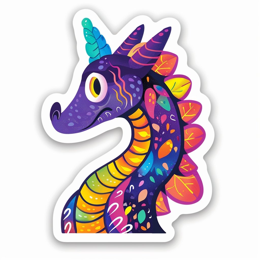 Dragon floral majestic Expressive surreal Vinyl Decal Sticker for Car, Laptop, Tumbler and more # F019085