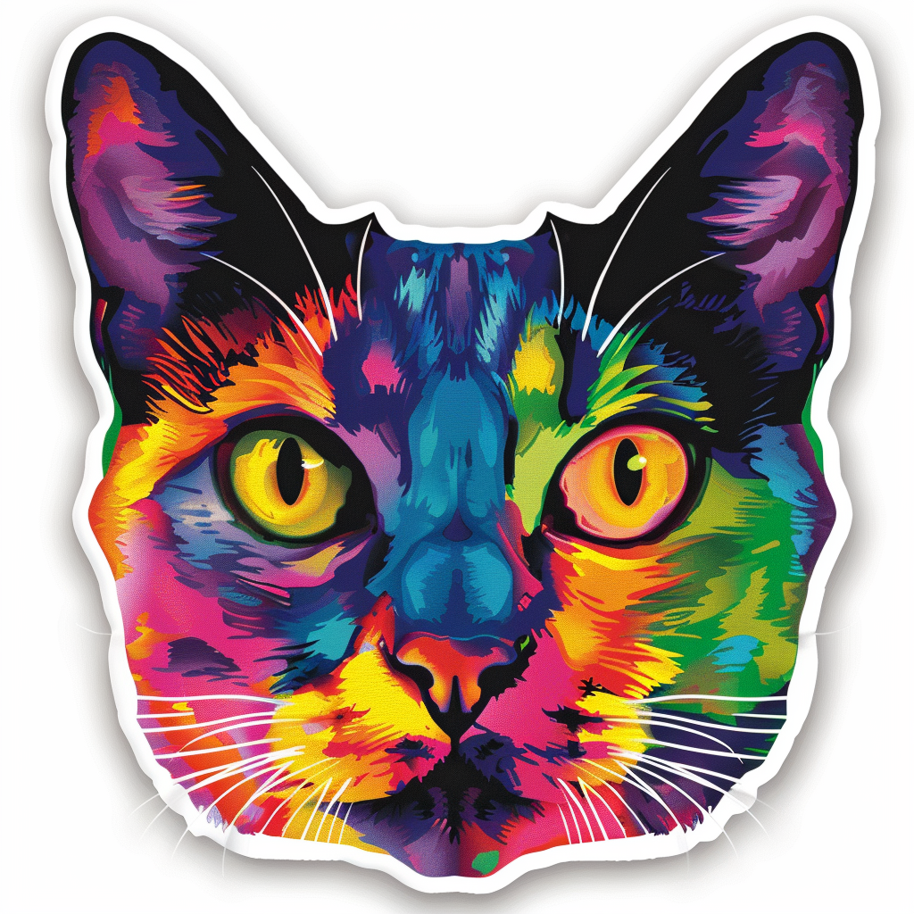 American Shorthair Cat majestic Expressive surreal Vinyl Decal Sticker for Car, Laptop, Tumbler and more # F019839-4" x 4"