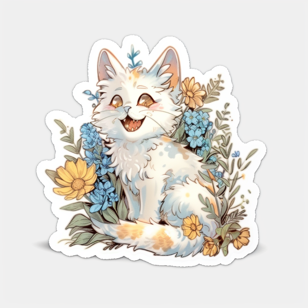 Adorable Turkish Angora Cat Vinyl Decal Sticker for Car, Laptop, Tumbler and more # F021013-4" x 4"