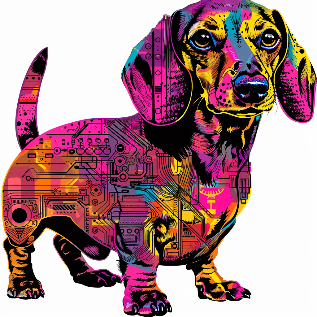 Dachshund Dog cyber punk Vinyl Decal Sticker for Car, Laptop, Tumbler and more # F012860